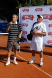 Tenisowy Turniej Artystw 2009 w Szczecinie w dn. 18-20.09.09 towarzyszacy turniejowi Pekao Szczecin Open n/z Jan Englert i Marcin Daniec